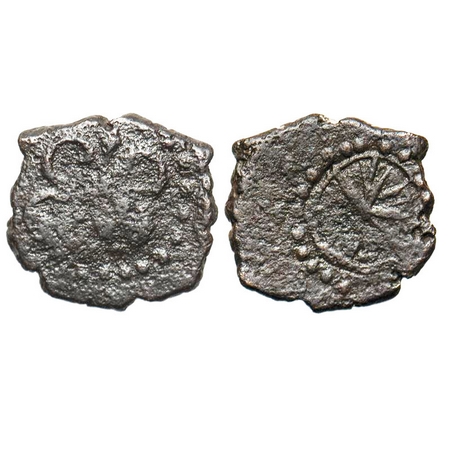 Vidarbha Region, Maharashtra, uninscribed Copper coin 2.35g, 15.94x15.19 mm, Obv: Tree aro