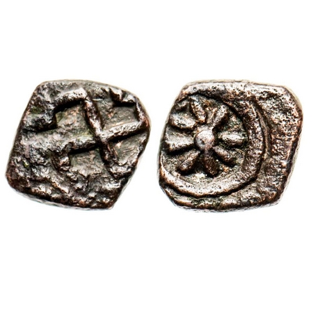 Anonymous Issue, Maharashtra Region, Uninscribed type, Copper, 1.06g, 9.09x8.86, Obv: Upwa