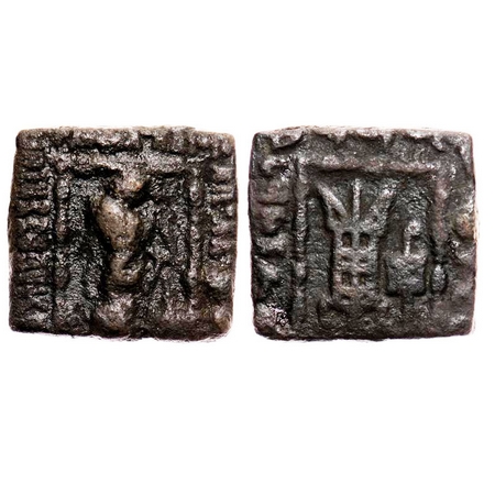 Indo-Greeks, Apollodotus I, Copper Square Unit, 8.68g, 19.50x20.73 mm, Obv: Apollo standin