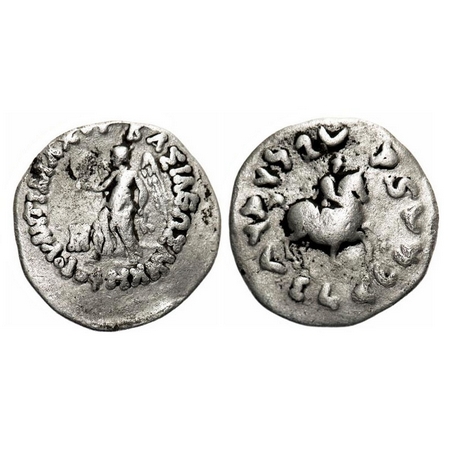 Indo Greeks, Antimachus II, (c. 160–155), Silver Drachms, 2.27g, 18.01x18.11 mm, Obv: Nike
