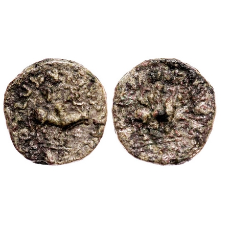 Indo-Scythians, Azes I, Copper Drachma, 19.36g, 30.92x30.04 mm, broad flan, Obv: King on h