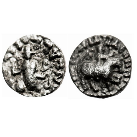 Indo-Scythians, Azes II, Silver Drachma, 1.72g, 12.92x12.76 mm, Obv: Diademed king on hors