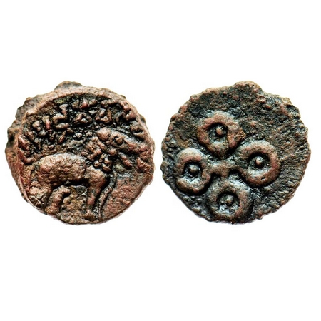 Satavahan Dynasty, Potin Unit, 4.23g, Shri Pudamavi (1st AD), Tarhala Hoard Type, Obv: Ele