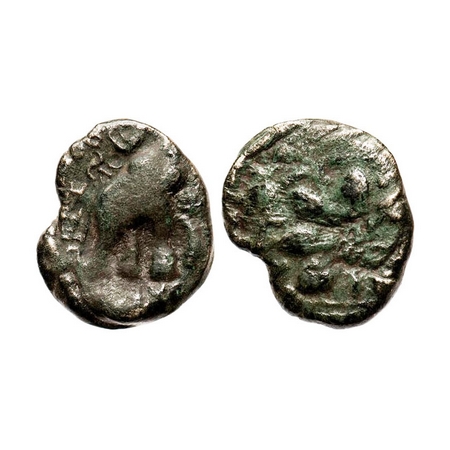 Satavahanas, Kausikiputra Satakani (c. 70-50 BC) Copper, 4.58g, 21.11x17.75 mm, Obv: Eleph