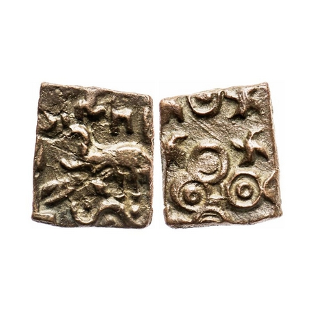 Satavahanas, Siri Satakarni, Andhra Region, Copper, 2.17g, 15.65x13.36 mm, Obv: Elephant w