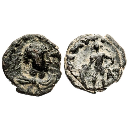 Kushanas, Kujula Kadphises (c. 50-90 AD), Copper Drachma, 3.28g, 18.80x17.61 mm, Obv: Bust