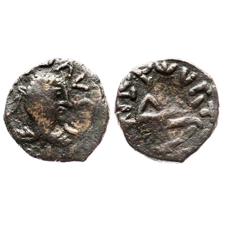 Kushans, Copper Drachm of Kujula Kadphises (c. 30-80 AD), 'Posthumous Hermaios' imitative 