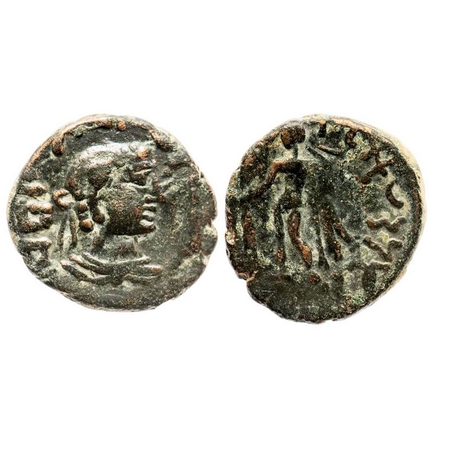 Kushanas, Kujula Kadphises (c. 50-90 AD), Imitation of Heracles on rev type, Copper Drachm