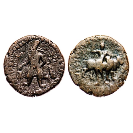 Kushanas, Wima Kadphises (c. 100-127/8 AD), Copper Tetradrachm, 16.15g, 28.08x27.88 mm, Ob