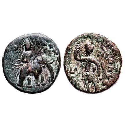 Kushana Dynasty, Huvishka (c. 151-190 AD), Copper Drachma, 10.76g, 25.00x24.41 mm, Obv: Ki