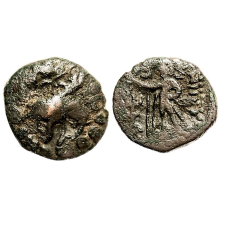 Kushana Dynasty, Huvishka (c. 151-190 AD), Copper Drachma, 6.77g, 21.82x23.90 mm, Obv: Kin