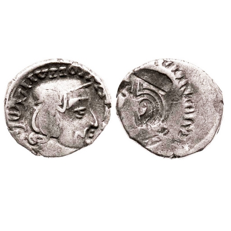 Western Kshtrapas, Rudrasen II (255-276AD), Silver Lakhi, 2.13g. 13.86x15.17 mm, Obv: Bust