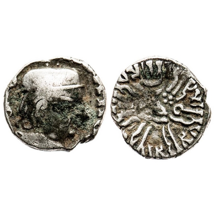 Western Kshatrapas, Bhartrudaman s/o Rudrasena II , Silver Drachma, 2.07gm, 13.69x14.80 mm