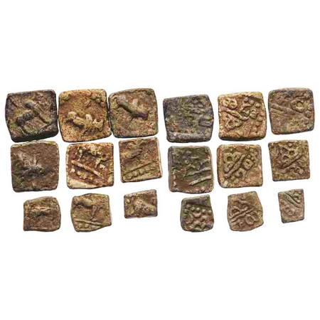Western Kshtrapas, Rudrasen III (270-300SE/348-378AD) Lead Units,1/4units (9 Coins) Differ