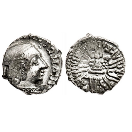 Western Kshatrapas, Rudrasena III (c. 348-378 AD), Silver Drachma, 2.29g, 15.08x15.71 mm, 