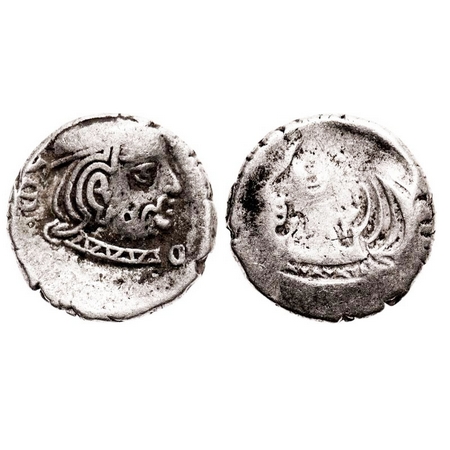 Western Kshatrapas, Silver Drachma, 2.02g, 14.43x14.51 mm, Error, Obverse Brockage, nice d
