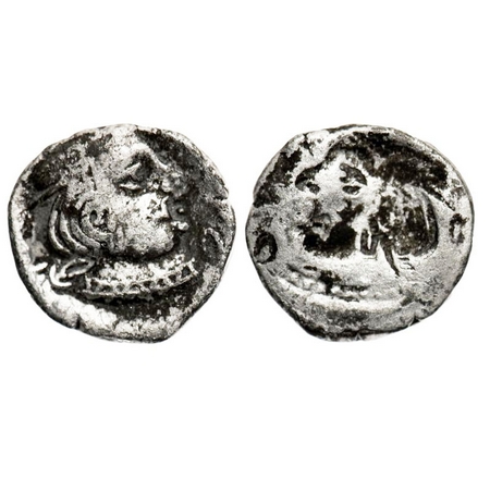 Western Kshatrapas, Silver Drachma, 1.93g, 13.65x13.72 mm, Error, Obverse Brockage, nice d