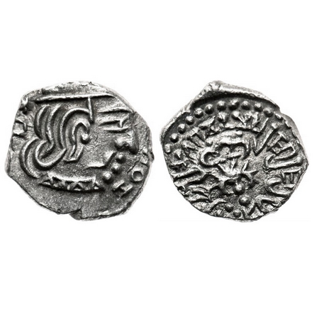 Guptas, Kumaragupta I (415-450AD), Silver Drachma, 2.10g, 13.05x13.67 mm, Obv: Bust of kin