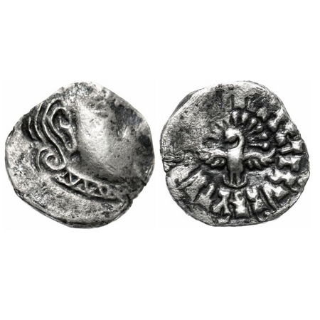 Guptas, Kumaragupta I (415-450AD), madhyadesh type Silver Drachma 1.81g. 14.44x14.87 mm, O