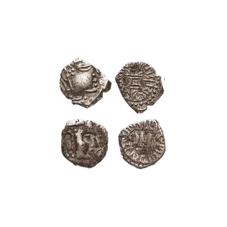 Guptas, Skanda gupta, 450-470 AD, Silver drachma, (2 coins), 11.63x11.61 mm, Obv: Bust of 