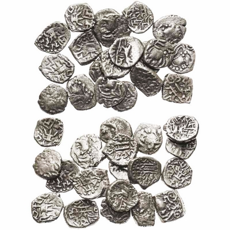 Guptas, Skanda Gupta, 450-470 AD, Silver drachma, (20 coins) All different bust of king, O