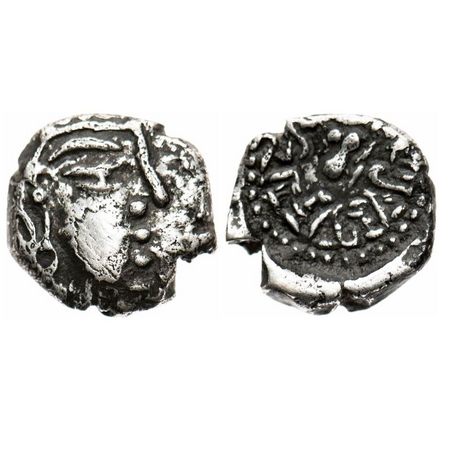 Guptas, Skandagupta, 455-467 AD, Silver Drachm, 1.69g, 12.07x11.63 mm, Obv: Bust of king t