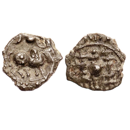 Post-Vakataka, Khandesh Region, Vishunukundin type, Copper, 1.58g, 15.08x15.58 mm, Obv: Hu