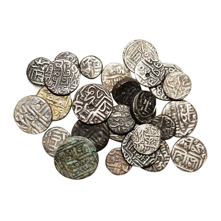 Gujarat Sultanate, Large lot, Silver, 28 coins, includes tanka and 1/2 tanka other type va