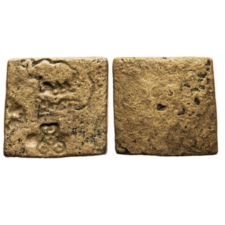 Punch Marked, Eran-Vidisha Region, Bronze Karshapana, 6.11g, Obv: Elephant, triangular hea