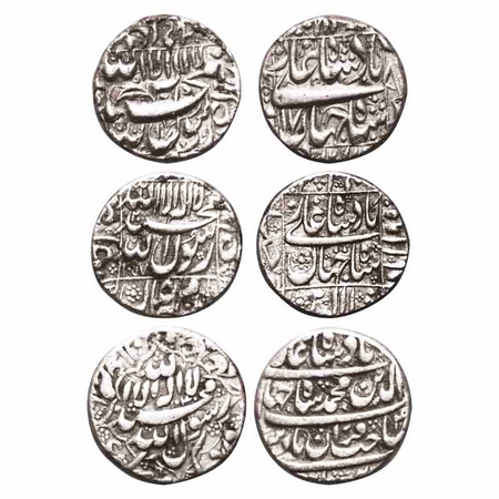 Shah Jahan I, Silver Rupees (3 Pcs), Daulatabad Mint(1) AH 1057/20 RY, complete mint name 