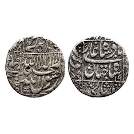 Shah Jahan I, Silver Rupee, 11.39g, Surat Mint, AH 1055/19 RY, legends in square area. KM 
