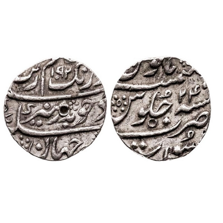 Aurangzeb, Silver ½ Rupee, 5.72g, Surat Mint, AH 1092/24 RY. KM 294.6. Test marks, About V