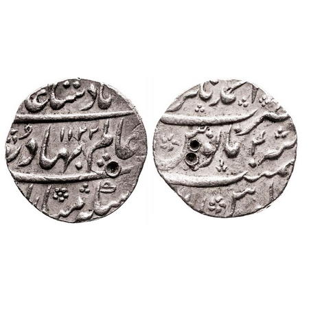 Shah Alam Bahadur, Silver Rupee, 11.41g, Ahmadnagar Mint, AH 1122/4 RY. KM 348.2. Very Fin