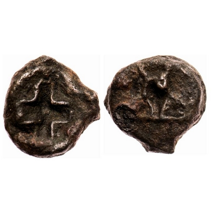 Mauryan Period, Vidarbha Region, Cast Copper, 12.88g, 22.69x24.02, Obv: Bold hollow cross,