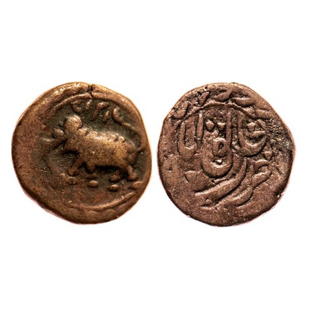 Mysore, Tipu Sultan, Copper ½ Paisa, 5.42g, Khaliqabad Mint, AM 1217, retro date on elepha