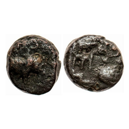 City State Issue, Ujjaini, Copper, 3.18g, Obv: Elephant walking to right above ujjaini sym