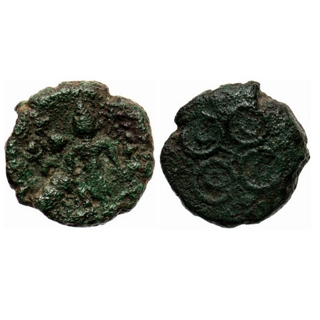 Ujjain City State, 200-100 BC, Copper Unit, Standing siva with bull, 4.65g, 17.10x17.45, O