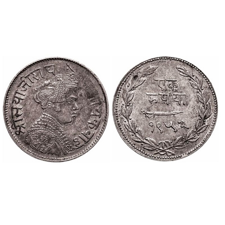 Baroda, Silver Rupee, 11.60g, Sayaji Rao III (VS 1932-1995/1875-1938 AD), VS 1952, Milled 