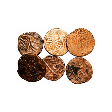 Garhwal, Copper Taca (6 Coins lot), Parduman Shah (VS 1842-1860 / 1785-1803 AD), Hammmered