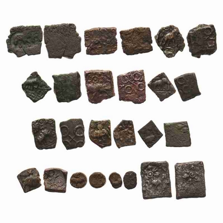 Ujjain City State, 200-100 BC (13 coins), Copper, Different Elephant types, Obv: Elephant 