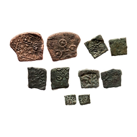 Ujjain City State, 200-100 BC, (5 coins) uninscribed five piece differeint type Copper uni
