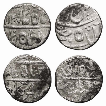 Jodhpur, Silver Rupees, (2 Coins), Mughal issue INO Shah Alam II, Nagor Mint, AH 1207/ 36 