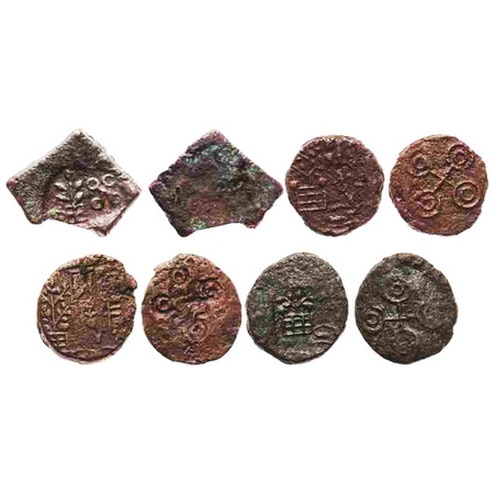 Ujjain City State, 200-100 BC, (4 coins), Uninscribed Karshapana four diffraint tree type,