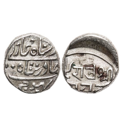 Kutch, Silver, Kori, 4.63g, Deshalji II, in the name of Bahadur Shah II, Die shift Error. 