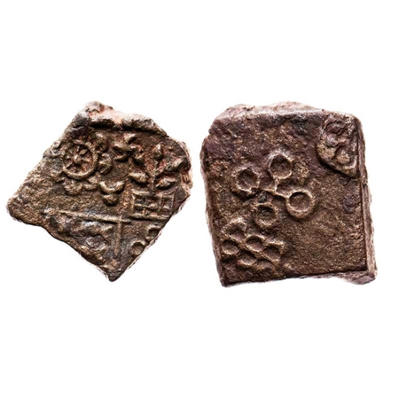 Ujjain City State, 200-100 BC, uninscribed, Karshapana, 3.55g, 17.82x18.71, Obv: Eight arm