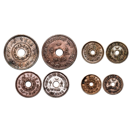 Kutch, Copper, (4 Coins) Vijayarajji, in the name of George VI, Adhio VS 2001/1945 AD, Pay
