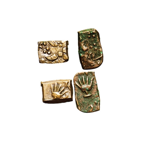Lunawada, Copper ½ Paisa (2 Coins), 3.97,4.00g, Wakhat Singhji, 1942 VS, Open Hand symbol 