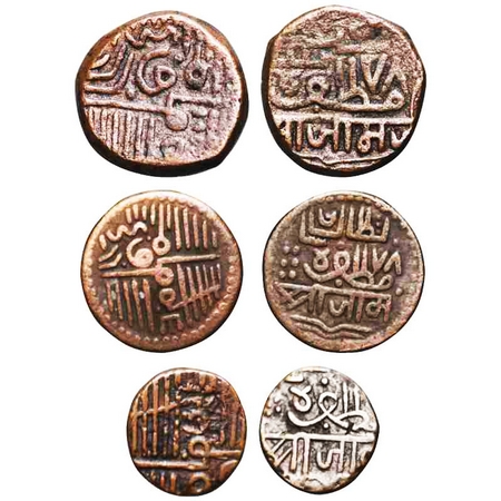 Nawanagar, Copper (3 Coins) 1½ Dokdo, Dokdo, Trambiyo, early issue and Jam Vibhaji. KM 6, 