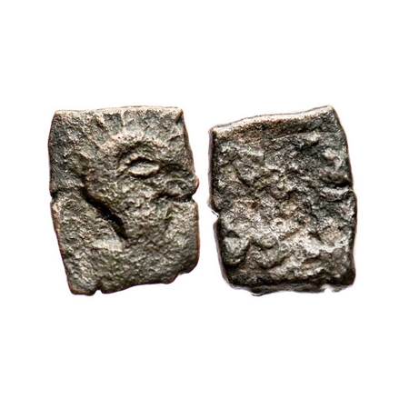 Sakas Of Ujjain, 2nd century BC, Copper unit, 2.00g, 16.31x13.08, Obv: Roman head to right