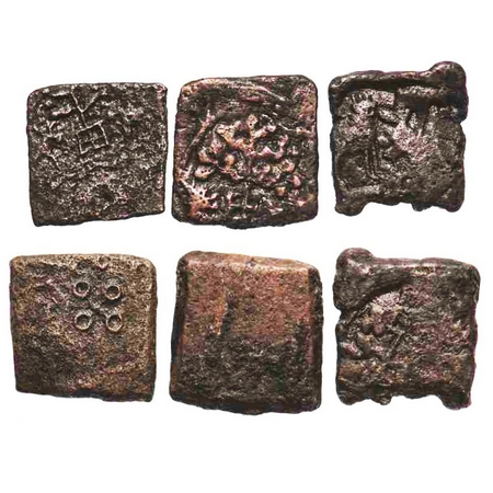 Northern Deccan-vidrbha region (3 coins), uninscribed and unattributed Copper coin, three 